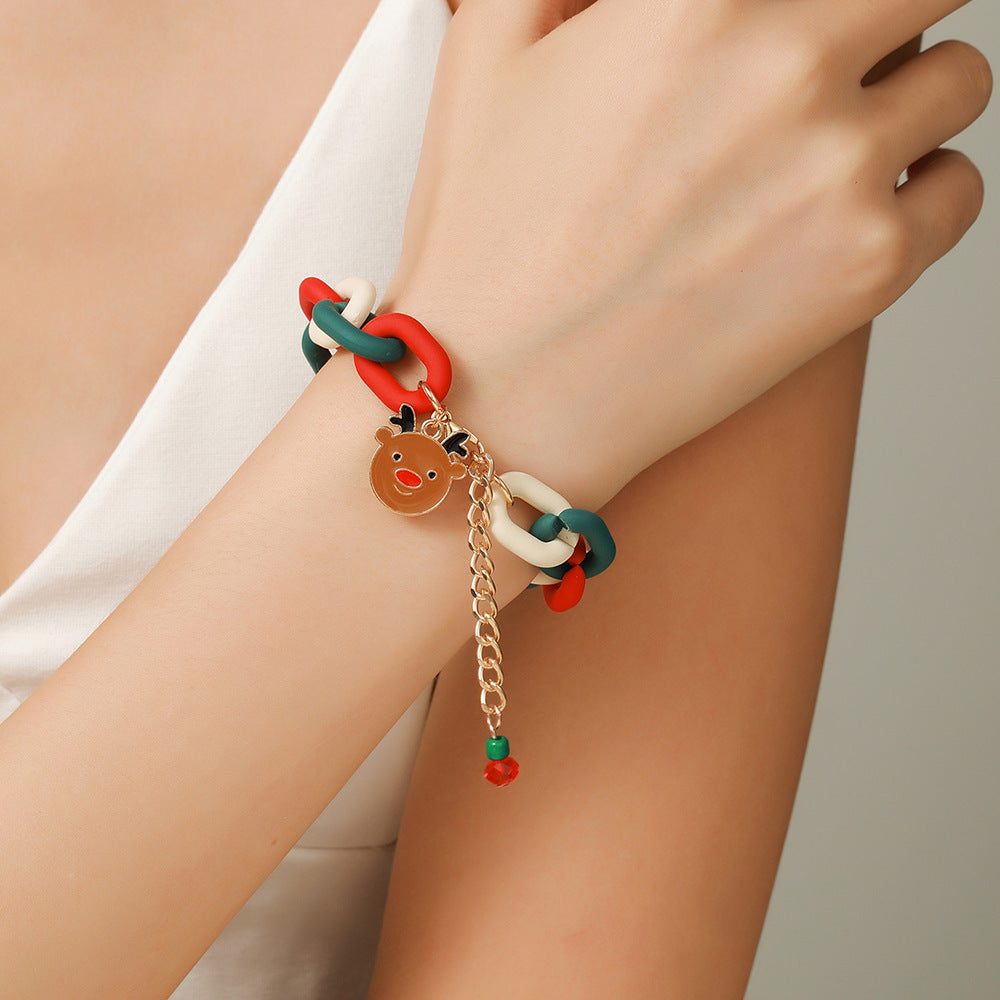 Creative Christmas Metal Chain Bracelet For Women Men Santa Claus Christmas Tree Snowflake Snowman Pearl Bangles New Year Gifts Creative Christmas Metal Chain Bracelet For Women Men Santa Claus Christmas Tree Snowflake Snowman Pearl Bangles New Year Gifts
